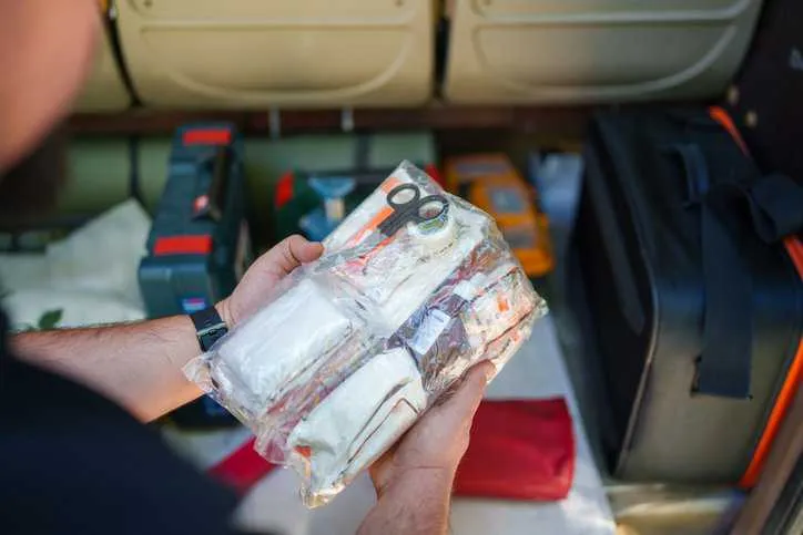 First aid kit with bandages, antiseptics, burn treatment, and personal protective equipment that adheres to ANSI/ISEA Z308.1-2021.