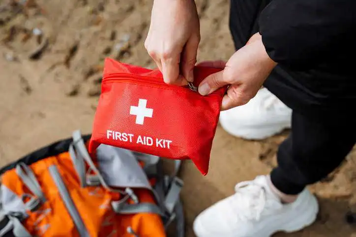 First aid kit for emergency use with Class A contents adhering to ANSI/ISEA Z308.1-2021 requirements.