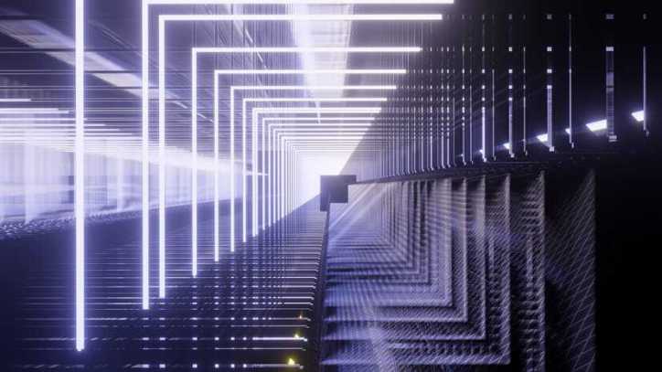Metallic purple boxes and light representing the structure of ISO management system and conformity assessment standards.