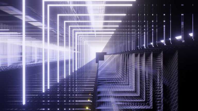 Metallic purple boxes and light representing the structure of ISO management system and conformity assessment standards.