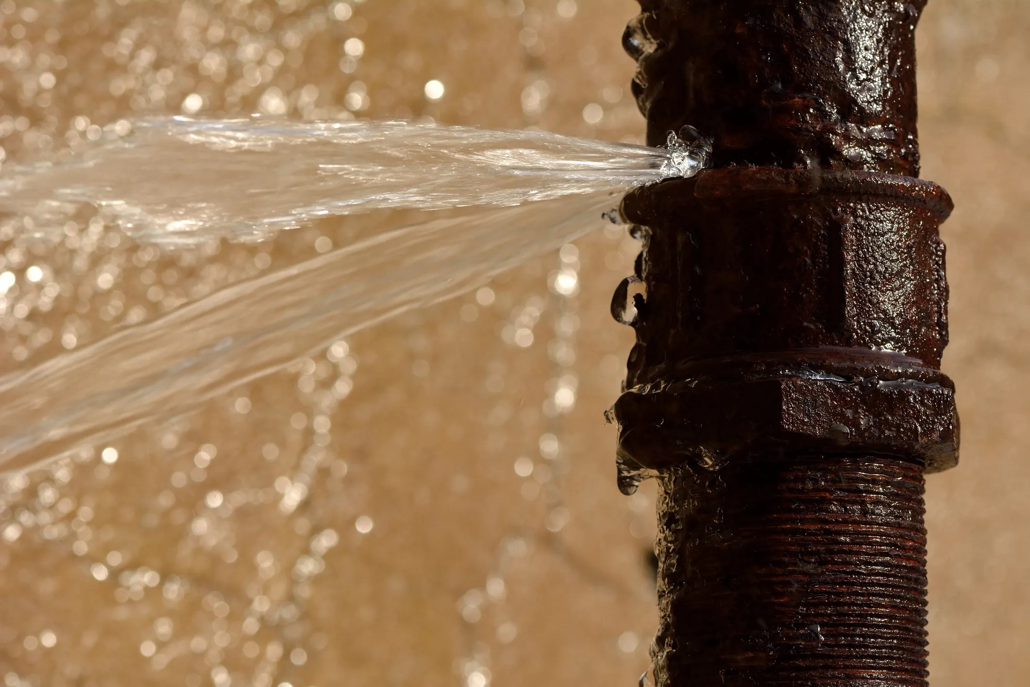 An old pipe breaks in freezing weather in Baku, Azerbaijan