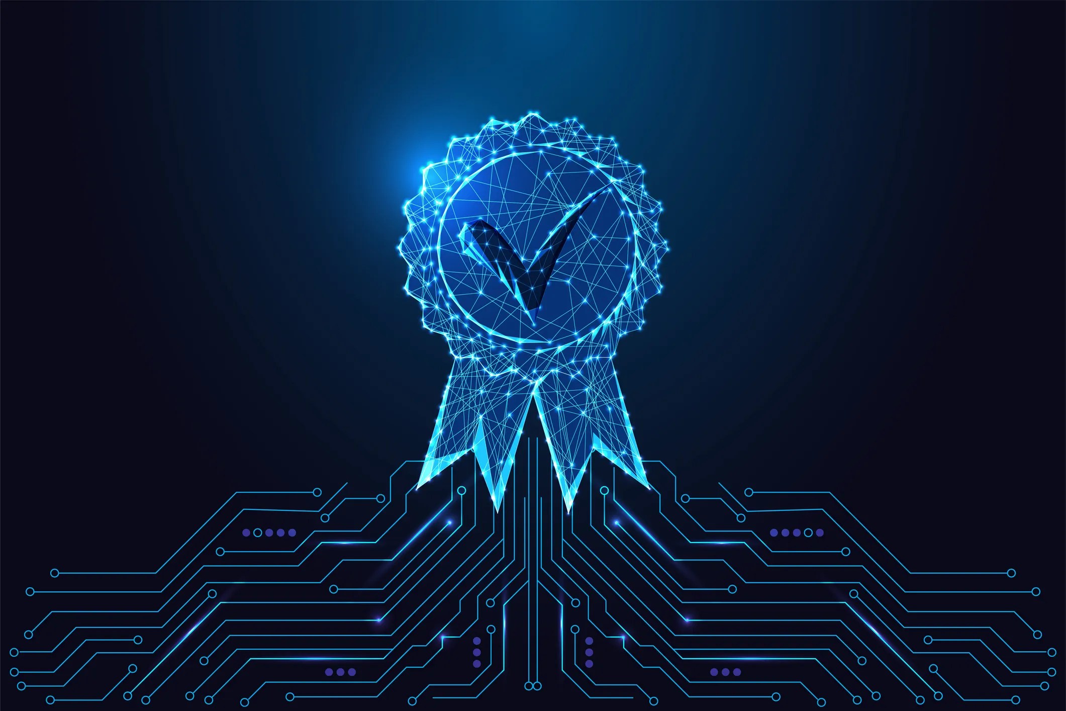 Technology award certificate vector illustration to show cybersecurity microcredential