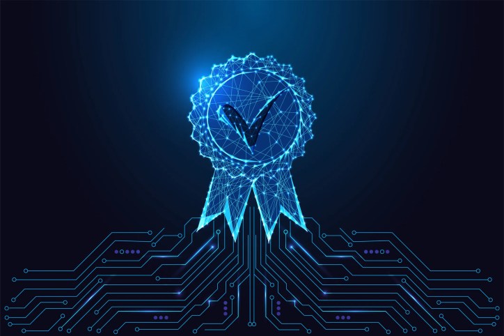 Technology award certificate vector illustration to show cybersecurity microcredential