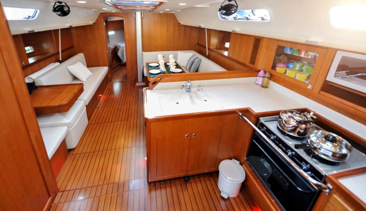 LPG powered kitchen on a yacht, adhering to ABYC A-1-2023.