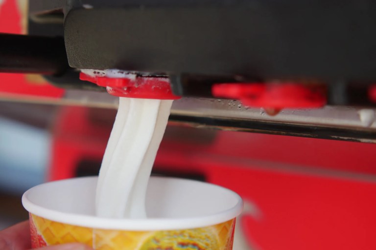 Dispensing freezer used for ice-cream in a commercial kitchen that adheres to NSF/ANSI 6-2023.