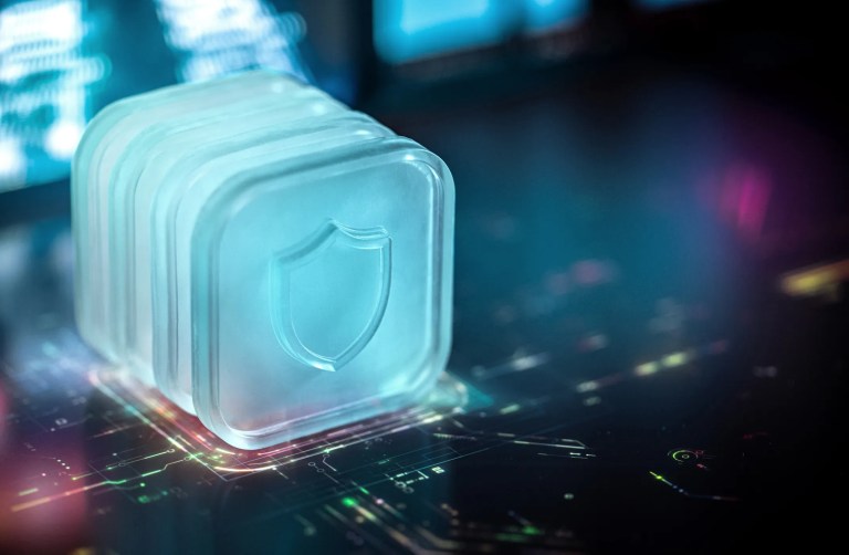Security shield icon on digital interface representing ASTM standards.