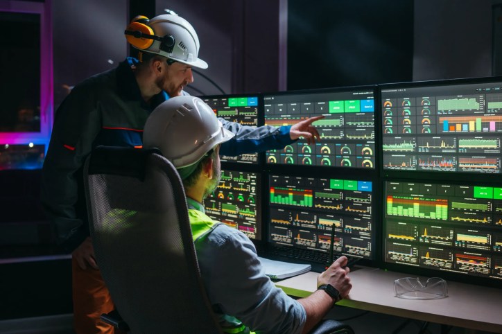 Industrial Human-Machine Interface (HMI) screen showing real-time data visualization and controls in a process automation system, aligned with the ANSI/ISA 101.01-2015 standard.