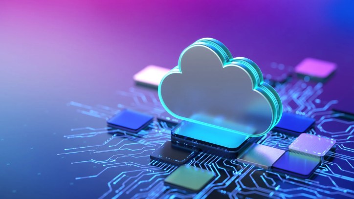 Cloud IT concept for certifications with purple background