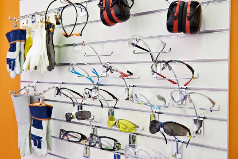Protective eyewear including safety glasses and sunglasses that meet eyewear safety standards for UV protection and impact resistance.